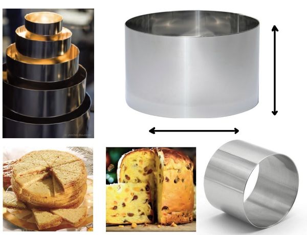 Cerchio alto in inox per panettoni, torte nuziali, mousse a strati