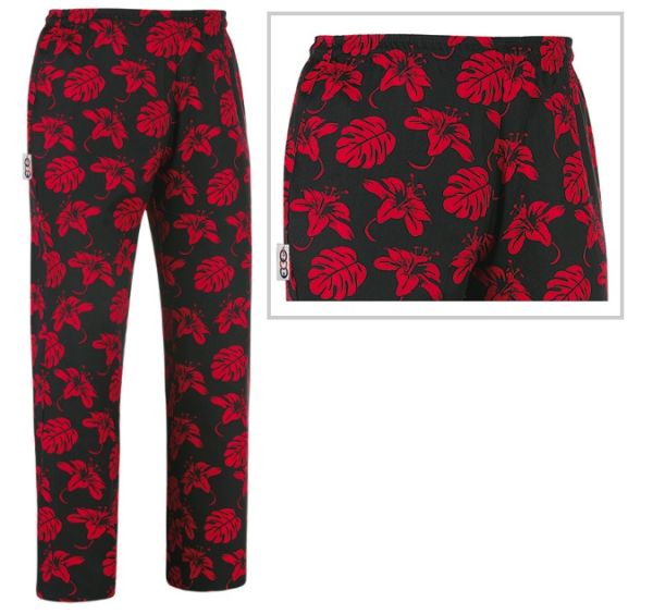 Pantalone da chef in tessuto FIORE IBISCO, Unisex, regolabile con coulisse