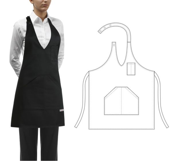 Grembiule con pettorina Cameriere Bistrot Pub Donna Colore Nero