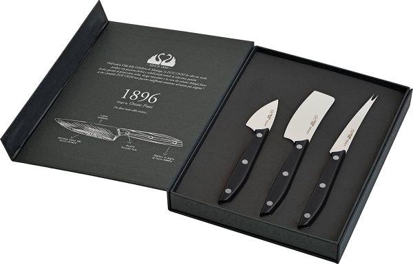Set Formaggio con manico nero Linea 1896 di Due Cigni Coltellerie