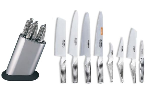 Ceppo completo di 8 coltelli Global 