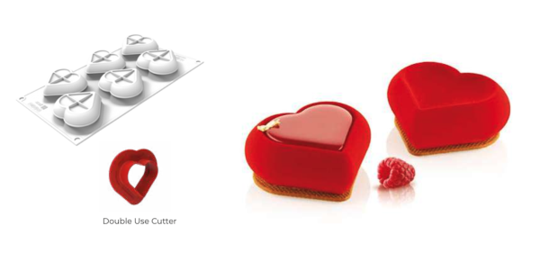 Stampo in silicone Heartix 85 + cutter di Silikomart Professional 