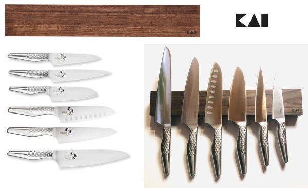 Barra magnetica completa di 6 coltelli Serie Seki Magoroku Shoso di Kai