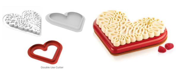 2 Stampi in silicone + cutter Level Hearts 580 di Silikomart Professional
