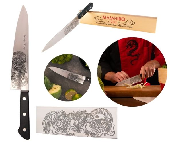 Coltello giapponese Gyuto Masahiro Dragone con personalizzazione nome
