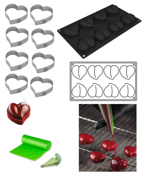 Set Heart per Mini crostate a forma di cuore di Pavoni Professional