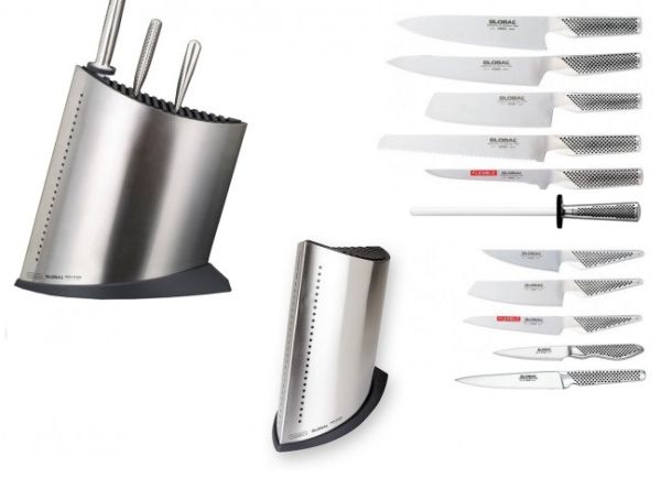 Ceppo Global Completo di 10 coltelli e 1 acciaino in ceramica 