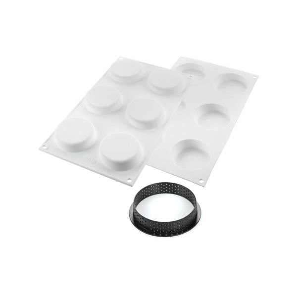 Stampi in silicone Kit Tarte Ring Klassik Ø 70 mm di Silikomart Professional.