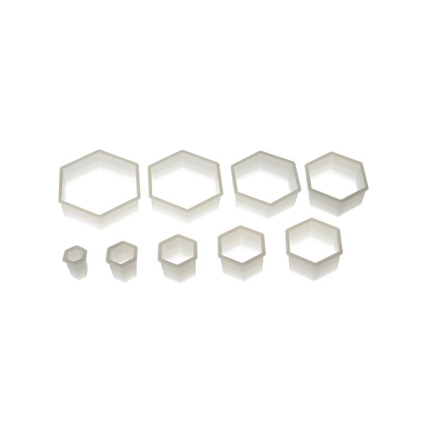 Nylon Cutter 06 Regular Hexagon da 3x2.5 cm a 12x10 cm di Silikomart Professional.