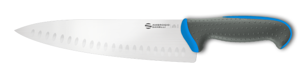 Coltello trinciante cuoco alveolato cm. 24 manico blu Linea Tecna di Ambrogio Sanelli
