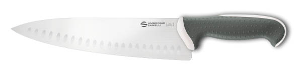 Coltello trinciante cuoco alveolato cm. 24 manico bianco Linea Tecna di Ambrogio Sanelli