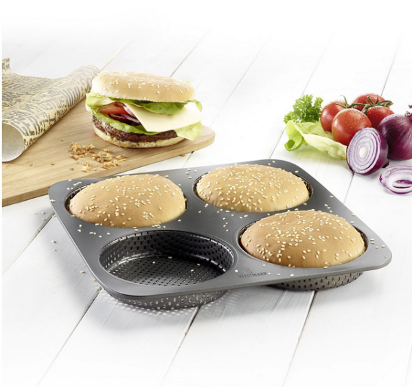 Teglia forata per panini hamburger - 4 cavità