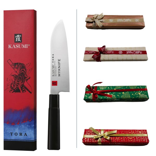 Gift Box Kasumi Santoku: Coltello Santoku Serie Tora + Incisione laser nome + Carta regalo