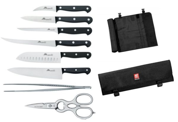 Valigetta completa di 6 coltelli Due Cigni, forbice e pinza