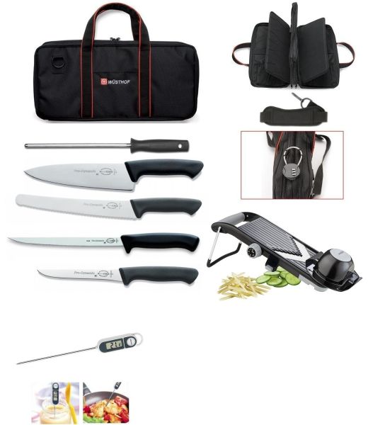 Valigetta Modern di Wusthof completa di 4 Coltelli, Acciaino, Mandolina e Termometro