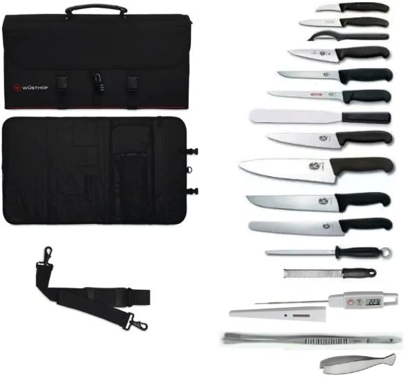 Valigetta professionale completa di coltelli Victorinox, Microplane, Termometro