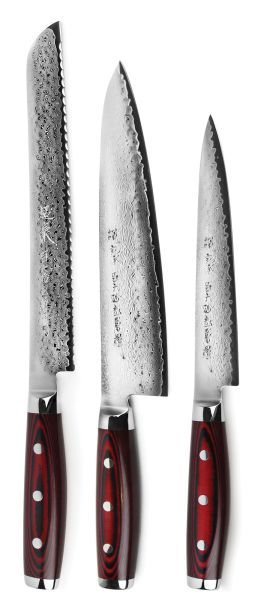 Set Super Gou 161: 3 Coltelli damasco 161 strati di Yaxell 